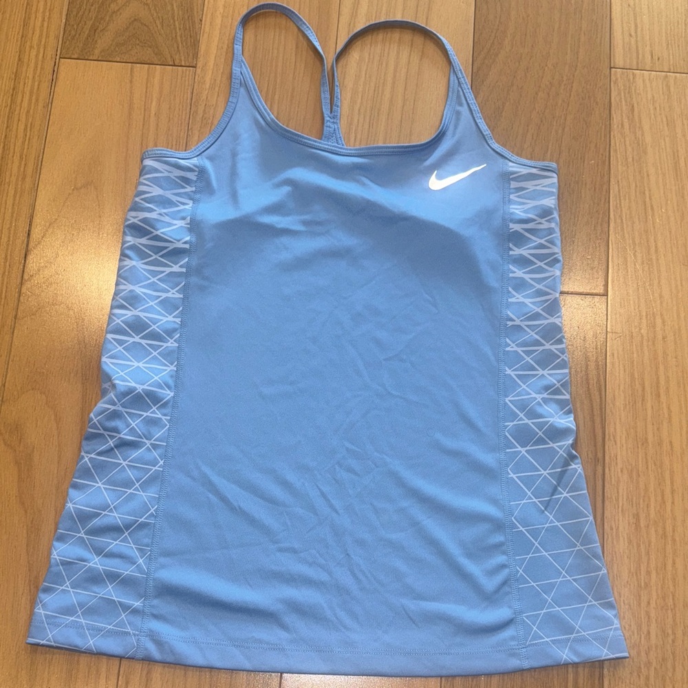 Nike Light Blue Women's Racerback Tank with Geometric Side Panels